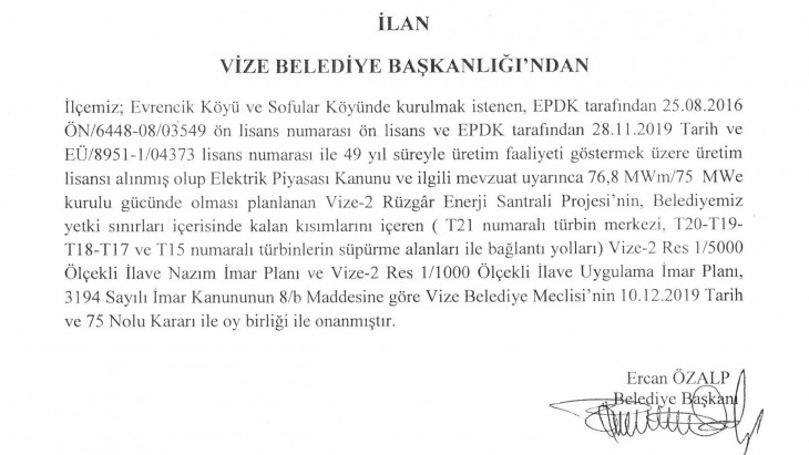 BELEDİYE BAŞKANLIĞINDAN