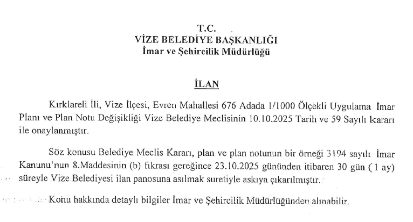 Plan Tadilatı