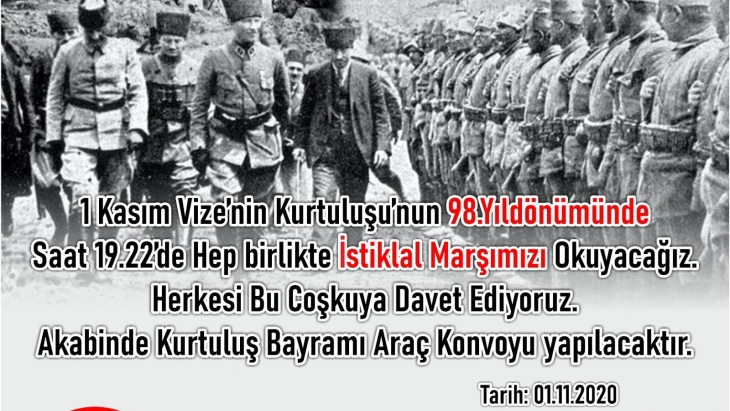 1 KASIM'DA SAAT 19.22'DE HEPBİRLİKTE İSTİKLAL MARŞIMIZI SÖYLÜYORUZ