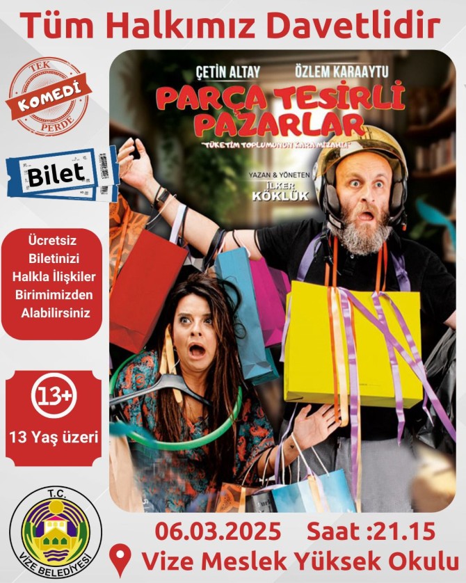 TİYATRO BİLETLERİNİZİ BELEDİYEMİZDEN TEMİN EDEBİLİRSİNİZ