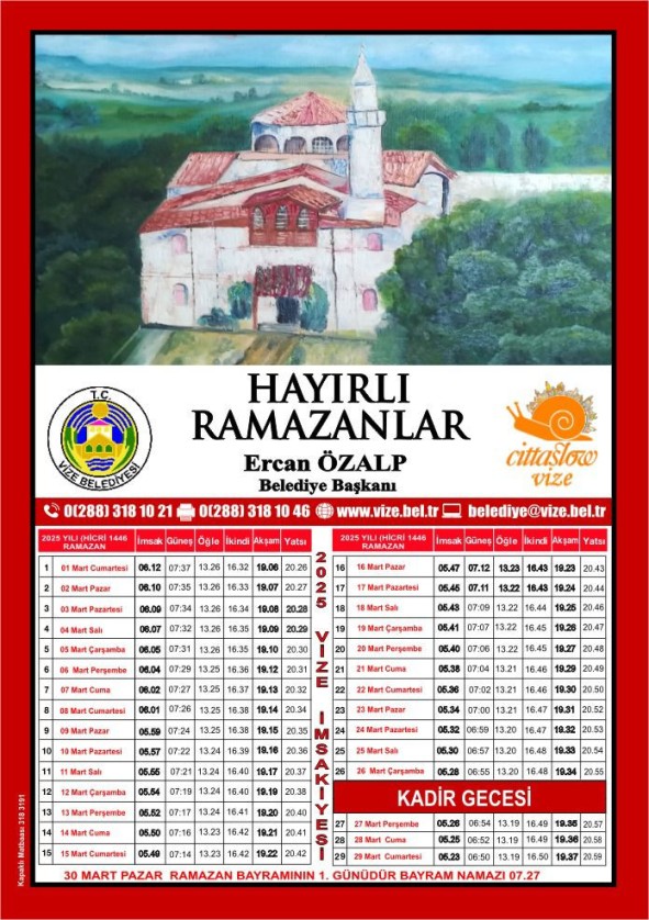 VİZE İÇİN RAMAZAN İMSAKİYESİ