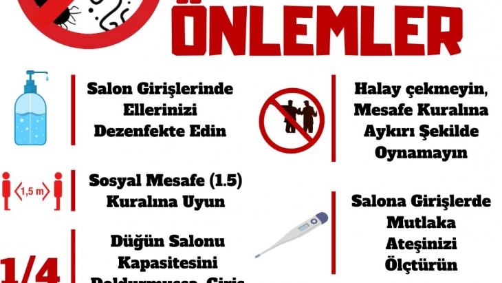 DÜĞÜN SALONLARINDA ALINMASI GEREKEN ÖNLEMLER