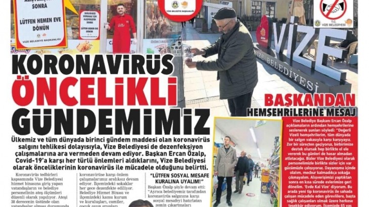 VİZE BELEDİYESİ POSTA GAZETESİNDE
